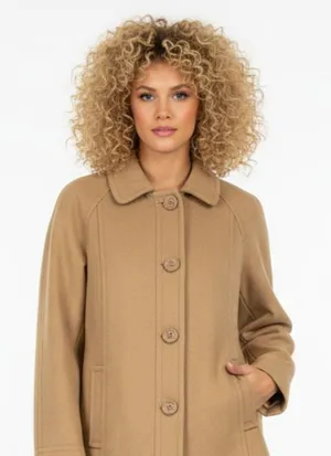 Gap Women's Tan Wool Blend Cropped Winter Pea Coat M thumbnail 1