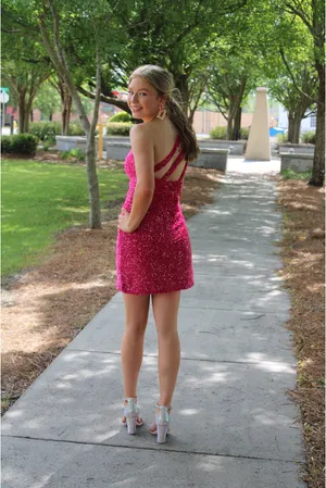 Hot pink Hoco dress thumbnail 2