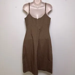 VTG Y2K Women 100%‎ Cotton Eyelet Babydoll Dress Grunge Western Sundress 4 Brown thumbnail 4