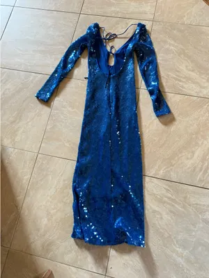 Bardot Verona long sleeve royal blue sequin slim midi dress thumbnail 7