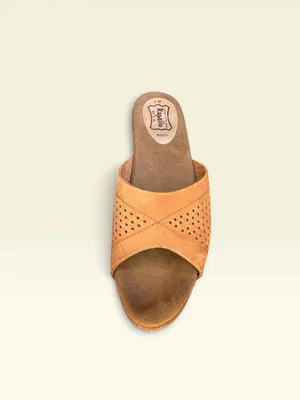 Vintage Rapallo Brown Perforated Leather Mule Heels Made in Italy Size 8/39 thumbnail 2