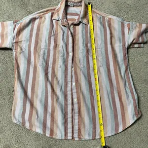 Madewell Oversized‎ Boxy Button Up Striped Flannel Short Sleeve Top Women's XXS thumbnail 7