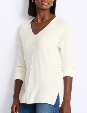 Staccato Eyrwin V Neck Tunic Sweater Off White M NET STITCH FIX thumbnail 1