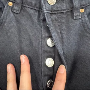 Pacsun Black Distressed Baggy Jeans Womens 25 Button Fly Casual Wide Leg Denim thumbnail 7