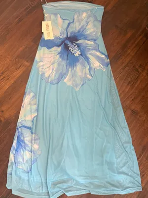 Rachel Paige Strapless Floral Midi Dress Size Medium Resort Vacation thumbnail 3