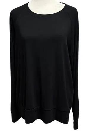 Cozy Earth Size L Crewneck Sweatshirt Black Lightweight thumbnail 1