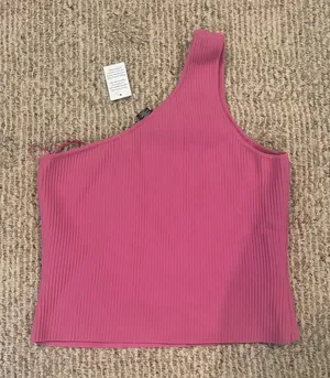 Sincerely Jules One-Shoulder Ribbed Tank in Pink thumbnail 1