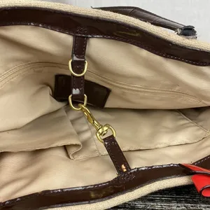 Coach Tan & Brown Wool Blend Striped North South Tote Bag thumbnail 4