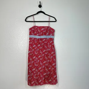 2/S red floral spaghetti-strap dress sundress mini vintage 90's Ann Taylor thumbnail 8