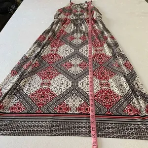 Suite 7 Maxi Dress 14P Petite Red Black Geometric Print NWT Sleeveless Summer Dr thumbnail 6