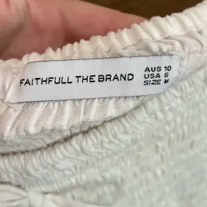 Faithfull The Brand Cette Mini Dress White Linen Puff Sleeve Smocked Size M/US 6 thumbnail 6