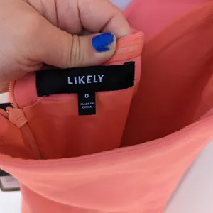 NEW LIKELY Rudina Gown Coral Halter Prom Dress Maxi Leg Slit V-Neck Orange 0 thumbnail 5