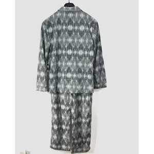 FRYE Premium Sleepwear Mens Medium Flannel Print Notched Set Gray Cotton Blend‎ thumbnail 2
