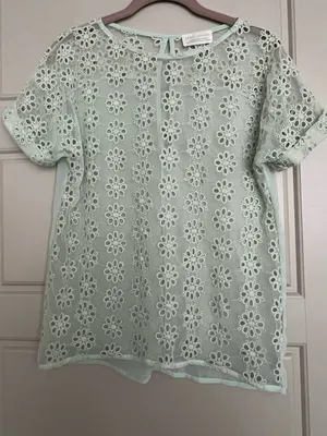 Zara Mint Eyelet Short Sleeve Top thumbnail 1