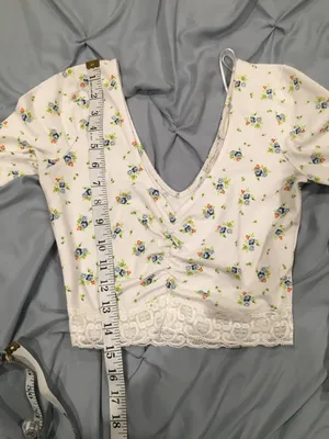 Urban Outfitters Gathered Front Floral Lace Crop Top thumbnail 5