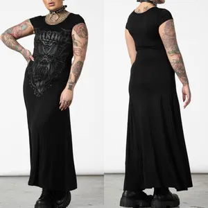 Killstar Bellow Maxi Dress Baphomet Graphic Print Grunge Goth Gothic Punk Black thumbnail 9