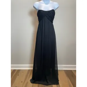 Vera Lucci Womens Maxi Chiffon Sweetheart Neck Dress Size S Black thumbnail 3