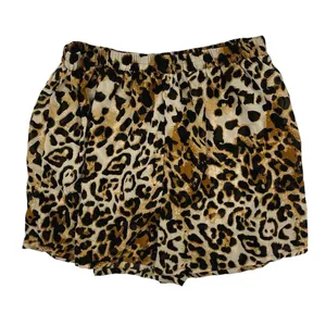 Boohoo Women's Brown Leopard Print High Rise Elastic Waist Mini Shorts Size 14 thumbnail 1