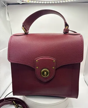 Lauren Ralph Lauren Burgundy Top-Handle Satchel with Gold Hardware thumbnail 1