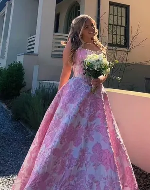sherri hill floral ball gown thumbnail 3