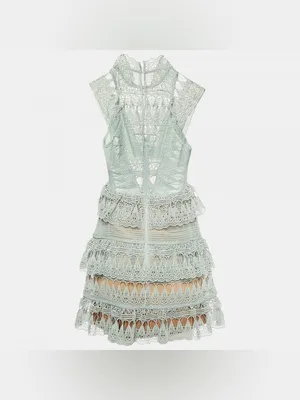 Self- Portrait Mint Green Lace Mini Dress Small thumbnail 3