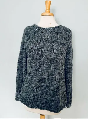 OC Gray Wool Knit Pullover Sweater Open Back Size L Size L thumbnail 3