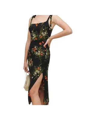 Reformation Besse Dress in Black Floral 6 Womens Midi thumbnail 15