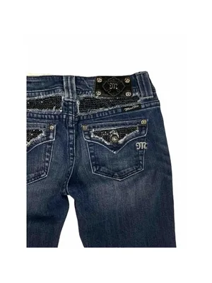 -Miss Me Boot Cut Denim Jeans Womens 29 Rhinestone Bling Flap Pocket Fleur de Li thumbnail 5