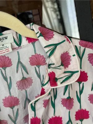 J. Crew block print pajamas shirt short sleeve button down floral garden cotton thumbnail 4