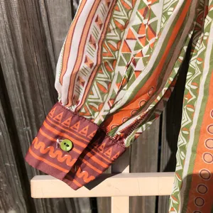 Mooerkerr Green/Orange Long Sleeve Maxi Dress Medium thumbnail 11