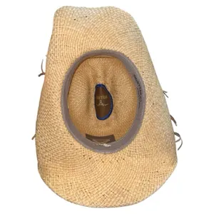 Bullhide Stylish Tan straw rolled sides Cowboy/girl Hat with Brown Band thumbnail 3