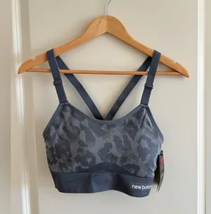 New Balance Medium Impact Sports Bra Color Gunmetal Size XL thumbnail 1