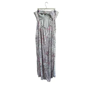 Hollister Floral Strapless Maxi Dress Pink Purple XL Sweetheart Slit Smocked thumbnail 3