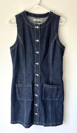 Abercrombie & Fitch Dark Denim Mini Dress Button Front Adjustable Back thumbnail 1