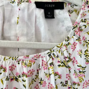 J.Crew Side Cutout Poplin Cotton A-Line Midi Dress White Meadow Floral thumbnail 7