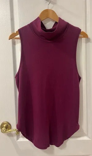 Vintage 90s Free People Topanga Cowl Neck Plum Muscle Tee Tunic Boho Slouchy Fit S thumbnail 1