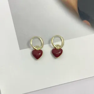 18K Gold Plated Love Heart Dangle Drop Earrings for Women, Red Heart Earrings thumbnail 1
