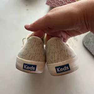Keds woven neutral lace up sneakers sz 9 thumbnail 4