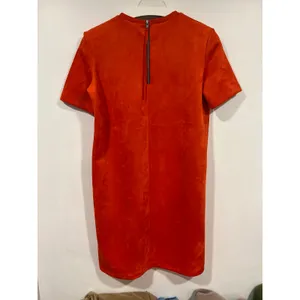 Zara Burnt Orange Faux Suede Mini Shift Dress 60s Mod Fall Medium thumbnail 4