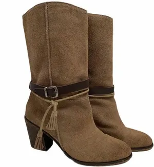 Mia Limited Edition Tooledo Leather Boots w/ Tassel & Buckle Belt Accent Sz 9M thumbnail 1