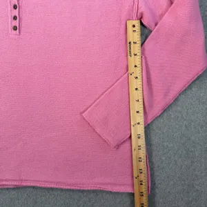 Easel Los Angeles Women's Medium Pink Henley V-Neck Long Sleeve Sweater Knit thumbnail 7