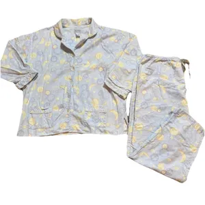 Lanz Of Salzburg Celestial Moon and Stars Flannel Pajama Set‎ Blue Large 2 Piece thumbnail 1