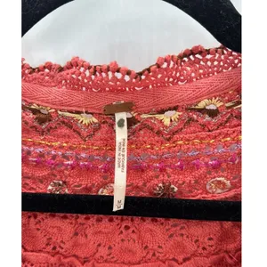 FREE PEOPLE CAMELIA SIESTA FIESTA CROCHET TRIM LONG SLEEVE TOP size M loose fit thumbnail 4