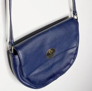 Talbots genuine leather purple saddle bag thumbnail 1