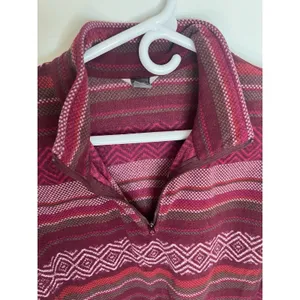 Eddie‎ Bauer Wm LG Pink 1/4 Zip Pink Aztec Pullover Jacket Hiking Outdoor Camp thumbnail 3