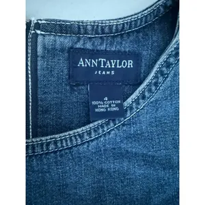 Vtg 90s Y2K Ann Taylor Jeans Denim Mini Dress Apron Pockets Contrast Stitching 4 thumbnail 3
