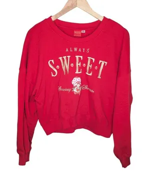 Strawberry Shortcake Always Sweet Red Cropped Sweatshirt Large thumbnail 1