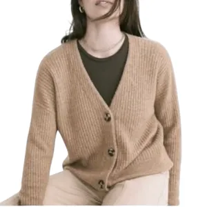 MADEWELL Women’s Preppy Rib Knit Button Up Wool Blend Cardigan thumbnail 1