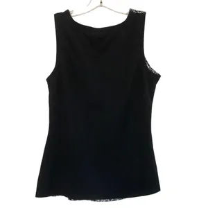 Ann Taylor Womens Sleeveless Top M Black White Crocodile Print Sheer Overlay‎ thumbnail 3