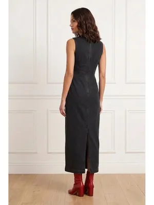 NWT Reformation Kendi Denim Midi in Washed Black Sleeveless Stretch Dress 10 thumbnail 2